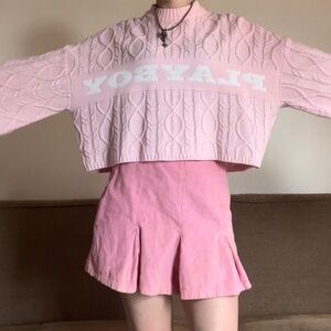 ICONIC, Rare, Playboy, Pink, Cable knit, Cropped, Turtle neck Sweater.